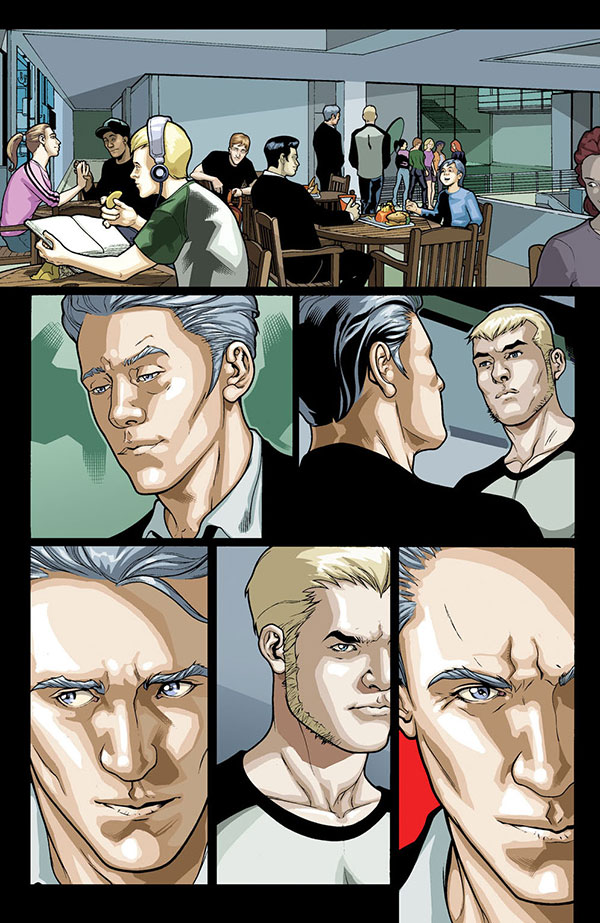Tavola tratta da Ultimate Comics Wolverine: Eredità Tavola tratta da Ultimate Comics Wolverine: Eredità<br>disegni di David Messina, chine di Gary Erskine & Gaetano Carlucci, colori di Javier Tartaglia<br><i>(c) TM & © 2013 MARVEL Edizione italiana: Panini S.p.A.</i>