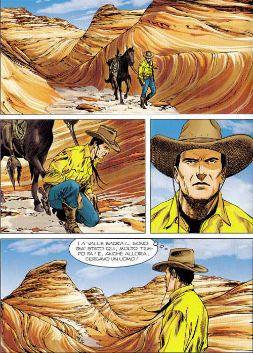 Nella valle sacra<br>Color Tex 4, pag.102 - Tavola di Nicola Genzianella<br><i>(c) 2013 Sergio Bonelli Editore</i>