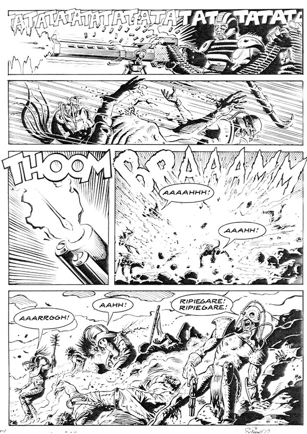 Tavola tratta dal numero 17 Tavola tratta dal numero 17<br>disegni di Gigi Simeoni<br><i>(c) 2014 Sergio Bonelli Editore</i>