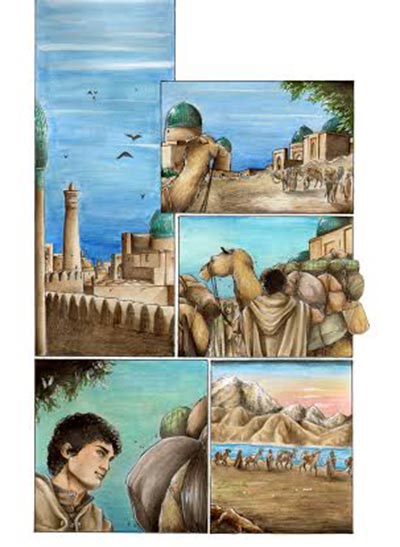 Tavola tratta da David l'Errante numero 2<br>disegni e colori di Michela Cacciatore<br><i>(c) 2014 Salvatore Taormina</i>