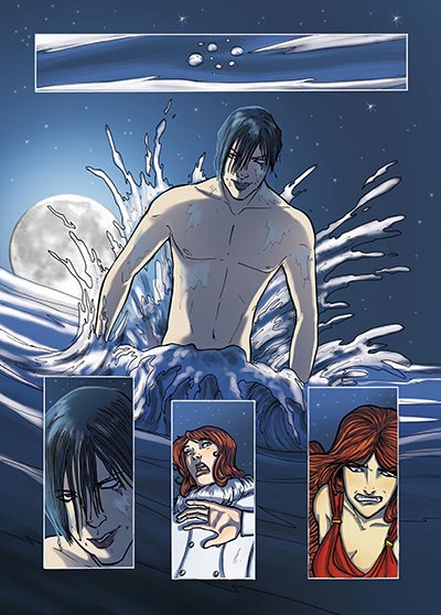 Tavola tratta da Vampire's Tears numero 6<br>disegni di Roberta Pierpaoli e colori di Francesca Vivaldi<br><i>(c) 2014 Salvatore Taormina</i>