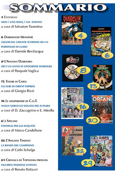 Cronaca di Topolinia numero 12 - Sommario<br><i>(c) 2014 Salvatore Taormina</i>