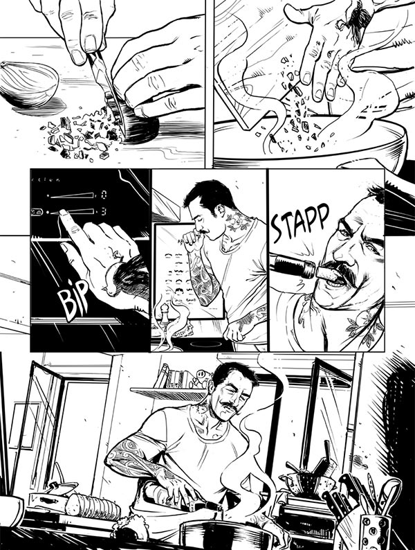 Chef Rubio: Food Fighter - Tavola 3<br>disegni di Enza Fontana<br><i>(c) 2014 Edizioni Star Comics</i>