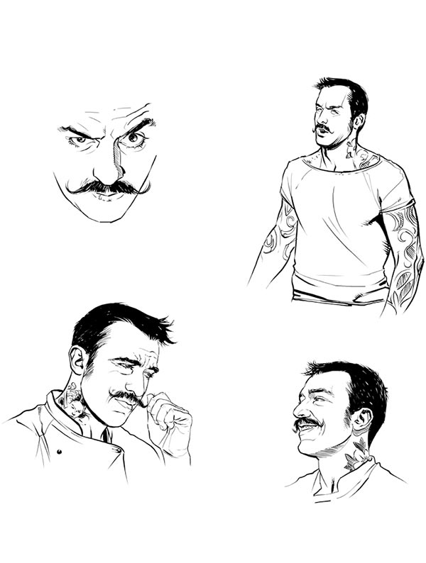 Chef Rubio: Food Fighter - Studio Personaggio Chef Rubio<br>disegni di Enza Fontana<br><i>(c) 2014 Edizioni Star Comics</i>