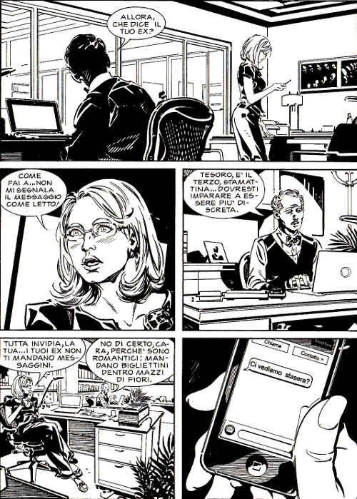 Colleghi pettegoli<br>Lukas 1 pag.50 - Tavola di Michele Benevento<br><i>(c) 2014 Sergio Bonelli Editore</i>
