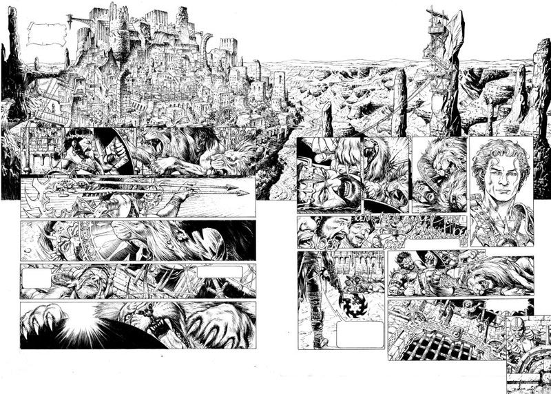 Tavola doppia tratta da Tenebre volume 1 - china<br>disegni di Giuseppe Ricciardi<br><i>(c) 2014 Mondadori Comics</i>