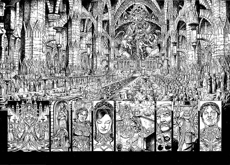 Tavola doppia tratta da Tenebre volume 1 - china<br>disegni di Giuseppe Ricciardi<br><i>(c) 2014 Mondadori Comics</i>
