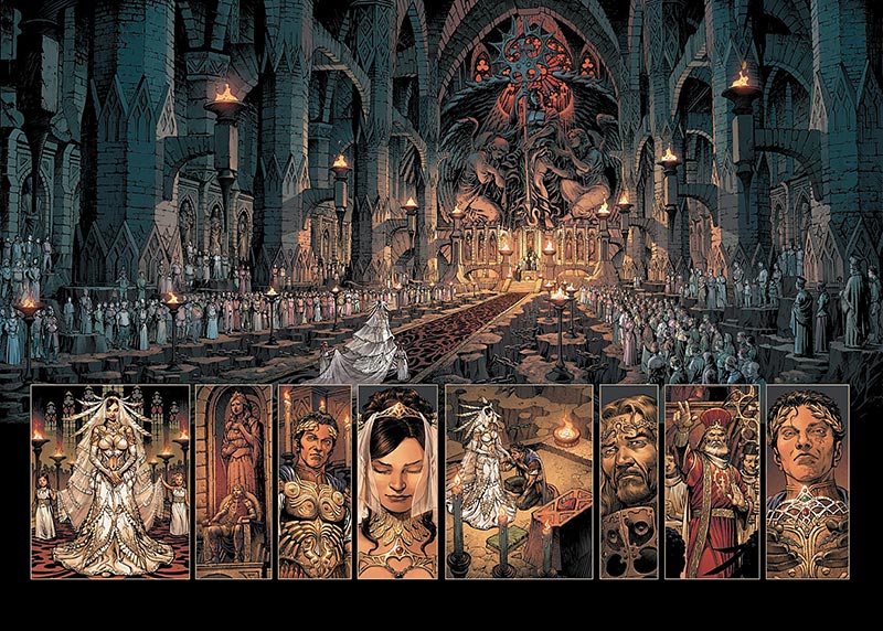 Tavola doppia tratta da Tenebre volume 1 Tavola doppia tratta da Tenebre volume 1<br>disegni e colori di Giuseppe Ricciardi<br><i>(c) 2014 Mondadori Comics</i>
