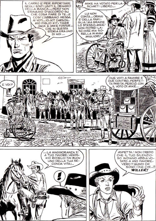 Altro che doppio turno alla francese!<br>Tex 642, pag.113 - Disegni di Alfonso Font<br><i>(c) 2014 Sergio Bonelli Editore</i>