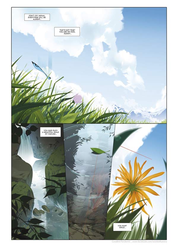 Lumina - tavola 2<br>disegni e colori di Emanuele Tenderini e Linda Cavallini<br><i>(c) 2014 degli aventi diritto</i>