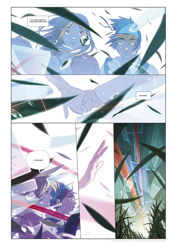Lumina - tavola 5<br>disegni e colori di Emanuele Tenderini e Linda Cavallini<br><i>(c) 2014 degli aventi diritto</i>