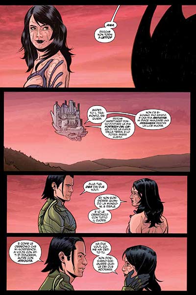 Tavola tratta da Suicide Risk Volume 1<br>disegni di Elena Casagrande, colori di Andrew Elder<br><i>(c) 2014 Bao Publishing</i>