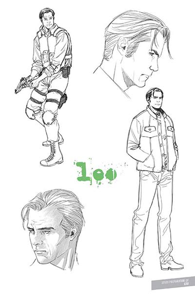 Suicide Risk Studio Personaggi: Leo<br>disegni di Elena Casagrande<br><i>(c) 2014 Bao Publishing</i>
