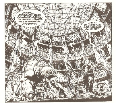 L'Arena<br>Vignetta di Francesco Rizzato, Dragonero n.6, pag.91<br><i>(c) 2013 Sergio Bonelli editore</i>