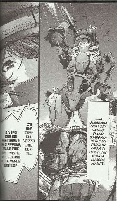 Rita Vrataski in tutto il suo splendore Rita Vrataski in tutto il suo splendore<br>Cosa puoi chiedere ad un morente?<br><i>(c) 2014 Planet Manga</i>