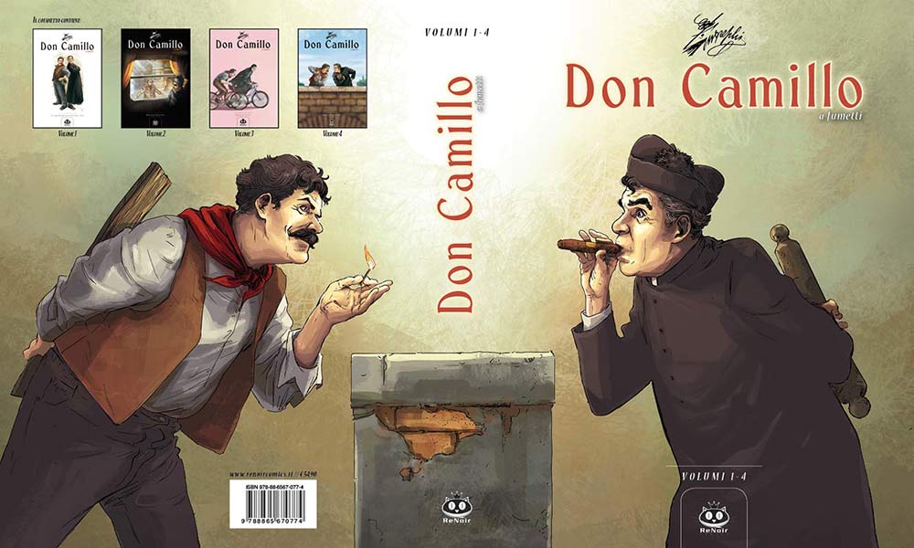 Don Camillo Cover Cofanetto volumi 1-4<br>disegni di Ennio Bufi<br><i>(c) 2014 ReNoir</i>
