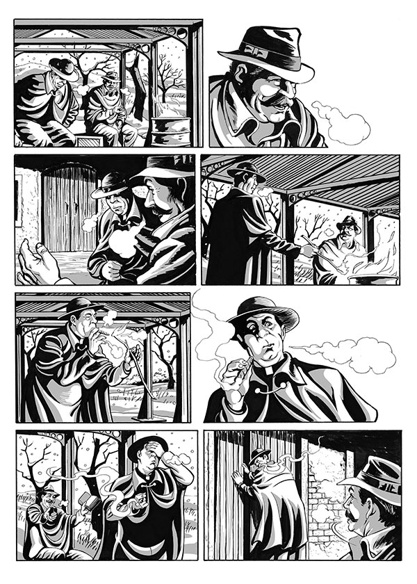 Don Camillo Volume 9 - tavola tratta dal racconto "All'"AnonimA""<br>disegni di Francesco Bisaro<br><i>(c) 2015 ReNoir</i>