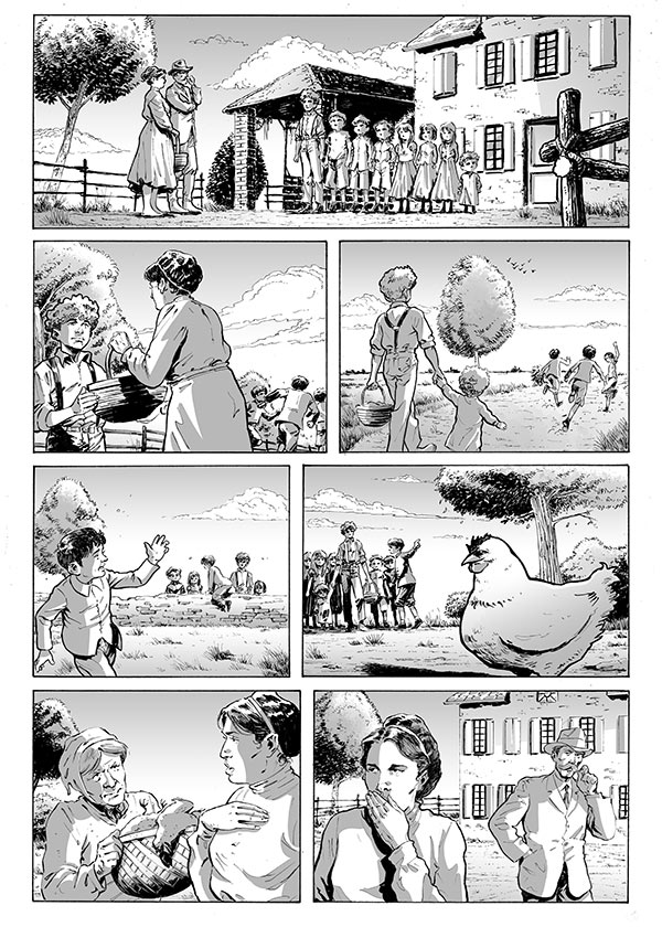 Don Camillo Volume 9 - tavola tratta dal racconto Mondo Piccolo "Al "Boscaiolo""<br>disegni di Marco "Will" Villa<br><i>(c) 2015 ReNoir</i>