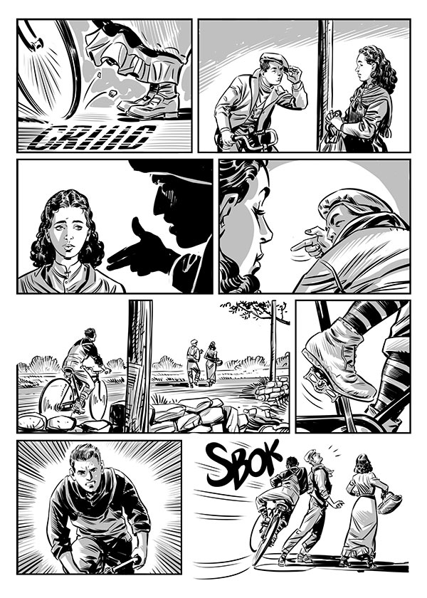 Don Camillo Volume 9 - tavola tratta dal racconto Mondo Piccolo "La Ragazza Aspetta"<br>disegni di Werner Maresta<br><i>(c) 2015 ReNoir</i>