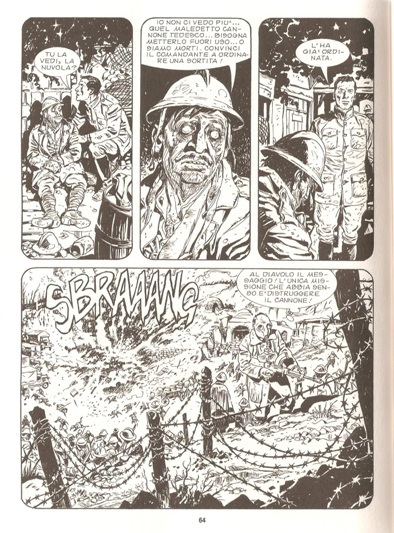 L'orrore della Grande Guerra<br>Tavola di Barbati e Ramella, n.3, pag.64<br><i>(c) 2015 Sergio Bonelli editore</i>