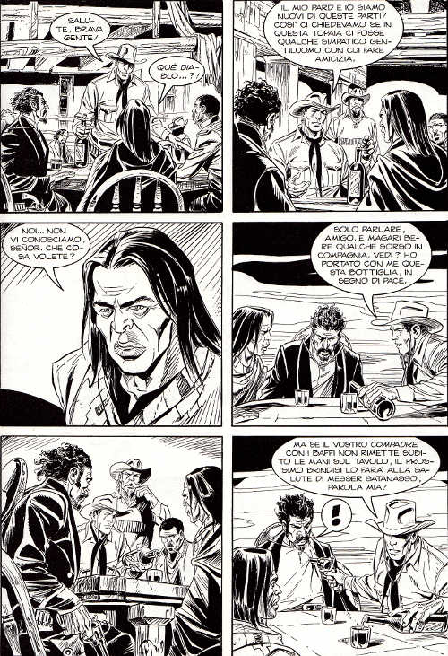 Tex non scorda le buone maniere!<br>Tex gigante 30, pag.131 - Tavola di Massimo Rotundo<br><i>(c) SBE 2015</i>