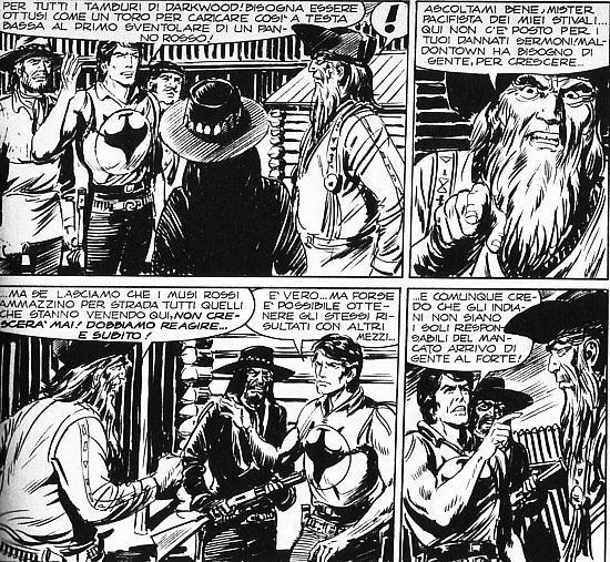 Il primo incontro tra due leggende Il primo incontro tra due leggende<br>disegni di Gallieno Ferri, Zagor n.303, pag.55<br><i>(c) 1990 Sergio Bonelli Editore</i>