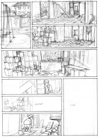 Tavola 31 - layout<br>disegni di Alfio Buscaglia<br><i>(c) 2006 Delcourt</i>