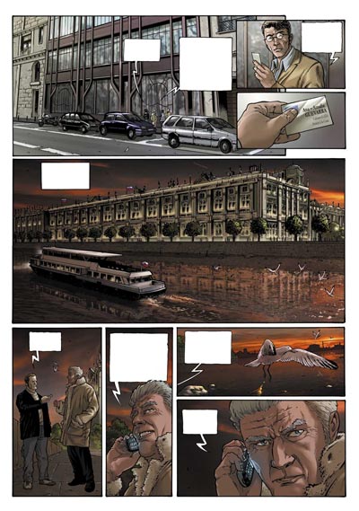 Tavola 15<br>disegni di Andrea Mutti - Colori di Luca Malisan<br><i>(c) 2006 Richard Malka , Andrea Mutti / Editions Vents d'Ouest</i>